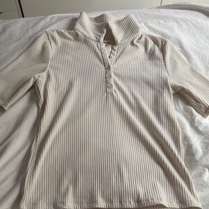 A New Day Beige Ribbed Knit Top